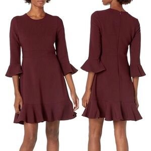 Eliza J maroon flounce dress